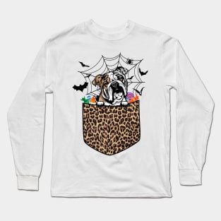 Cute Bulldog Dog Lover Gift Leopard Bulldog Halloween Long Sleeve T-Shirt